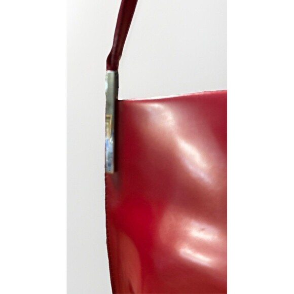 Furla Red Patent Leather Shoulder Bag Baguette Purse Tote Made in Italy - Picture 7 of 13
